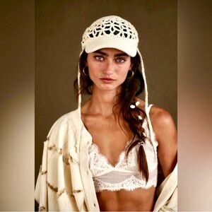 Free People Cream Crochet Hat